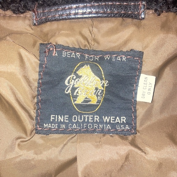 Golden Bear Leather Coat with Fur Collar - Picture 2 of 4